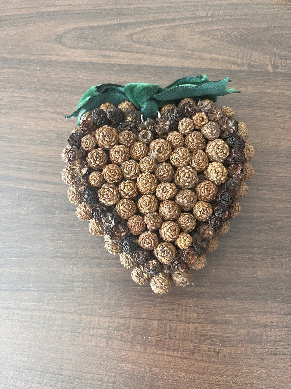 Natural Mini Pinecones Christmas Ornament Handmade Double Sided Vtg Unique